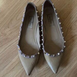 Valentino Tan Studded Flats